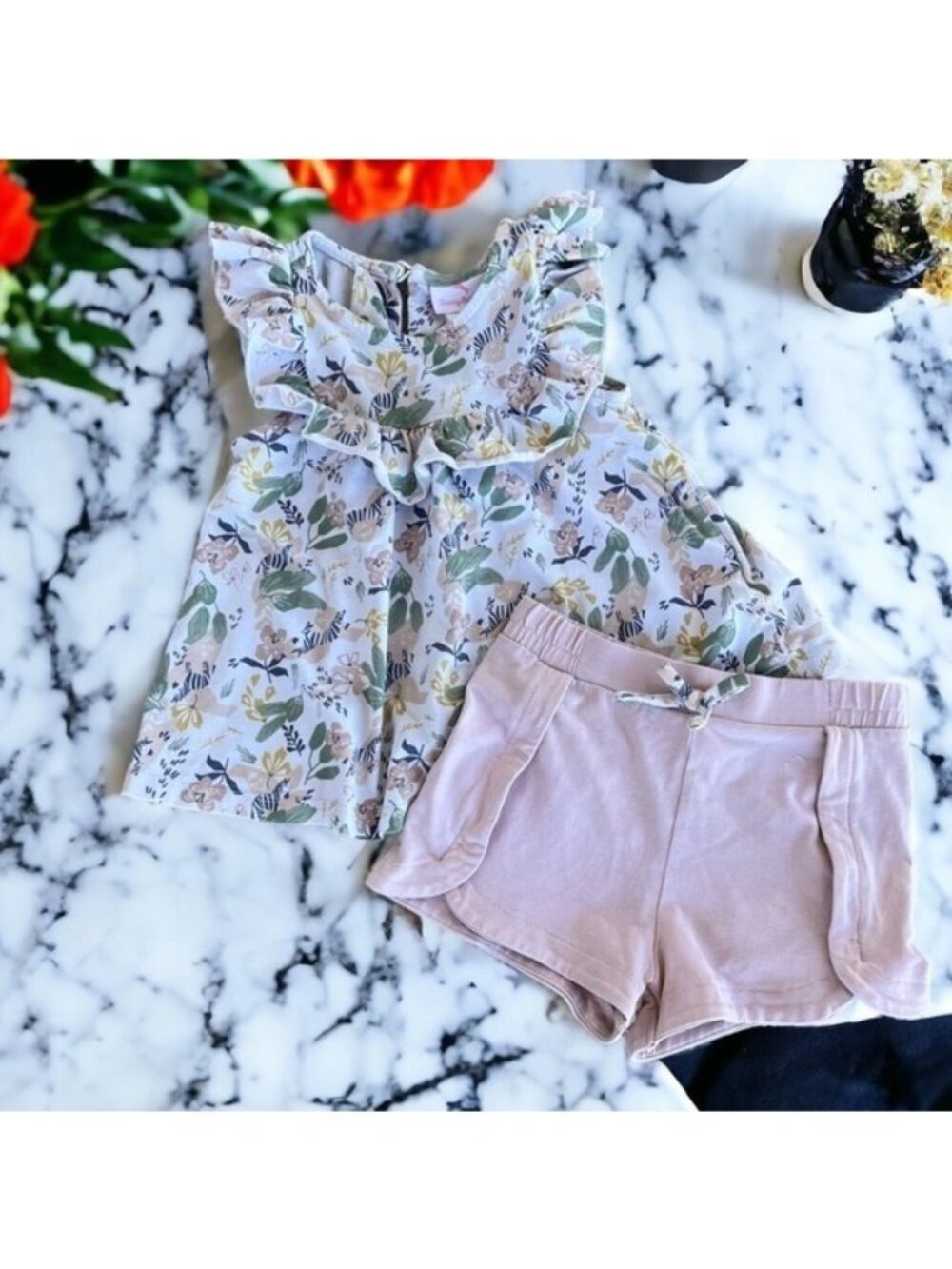 Tommy Bahama Toddler Girl Size 2T Matching Top & Shorts Set Floral Blush - Picture 11 of 12